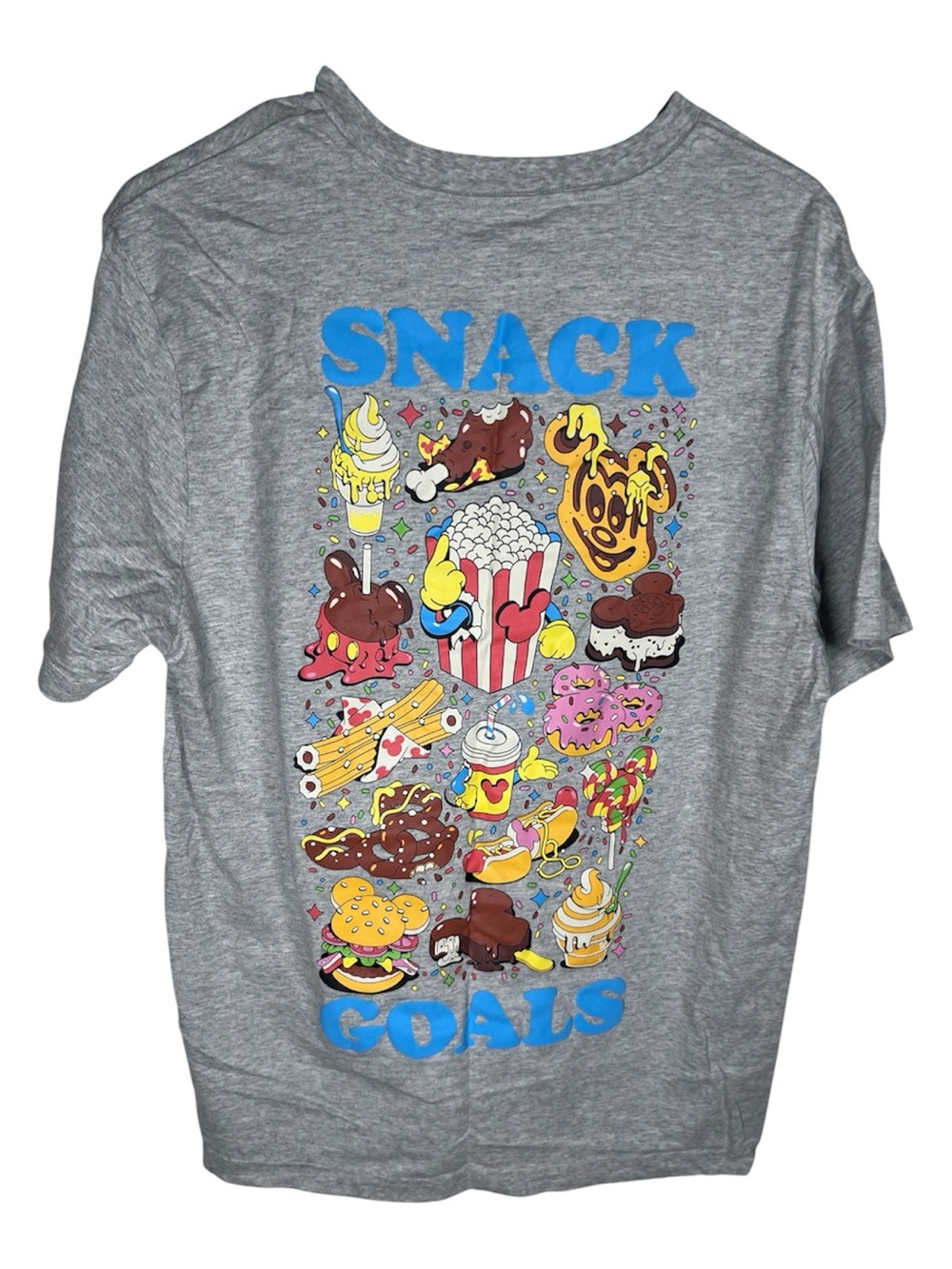 Disney Resort Eat Snacks Goals Gray Short Sleeve Shirt Size L